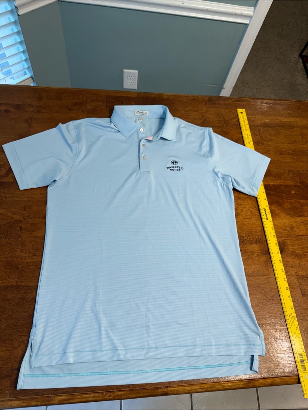 Peter Millar Summer Comfort Golf Polo Men's Medium M Blue Stripe Pacific Dunes